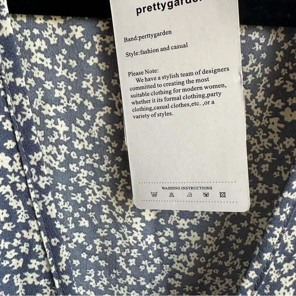 Prettygarden Sz M Women’s Long Sleeve Floral Print Midi Dress Blue - Picture 11 of 12